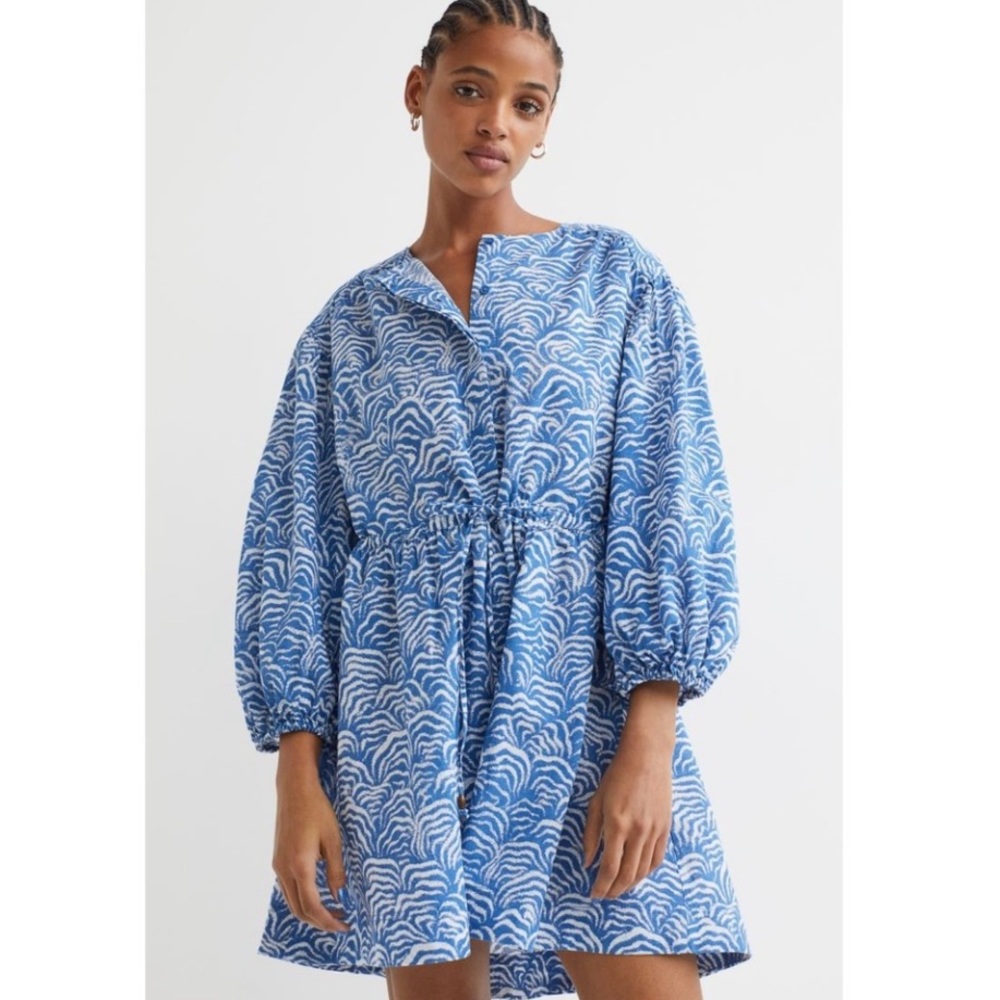 H&M Waves Linen Tie Dress